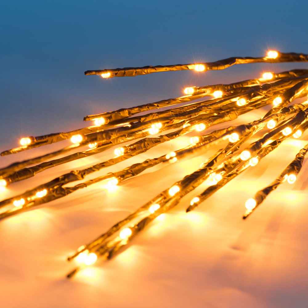 Christmastopia.com 60 LED 5MM Wide Angle Gold Christmas Twig Lights Brown Wire - 3 per Set