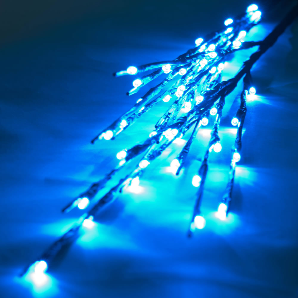 60 LED 5MM Wide Angle Teal Christmas Twig Lights Brown Wire - 3 per Set