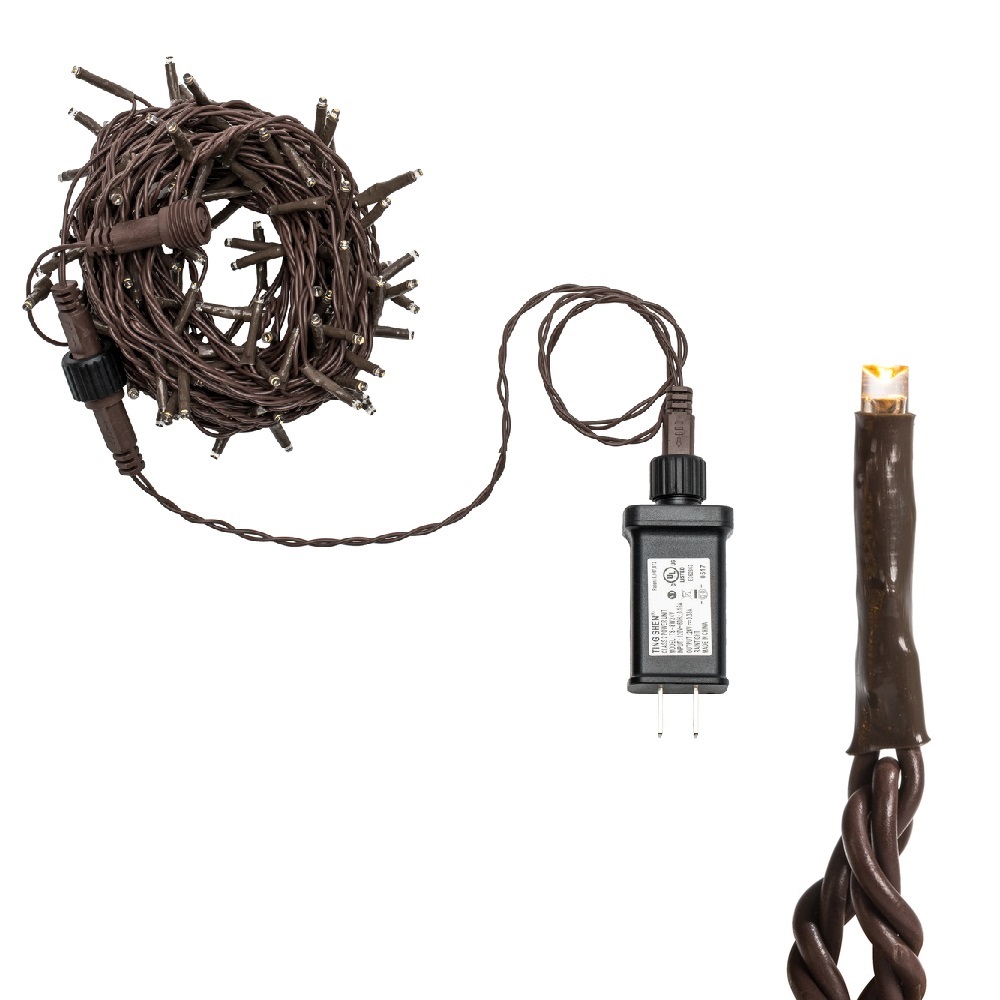 Christmastopia.com 144 LED 2mm Wide Angle Polka Dot Warm White Cluster Light Set Brown Wire