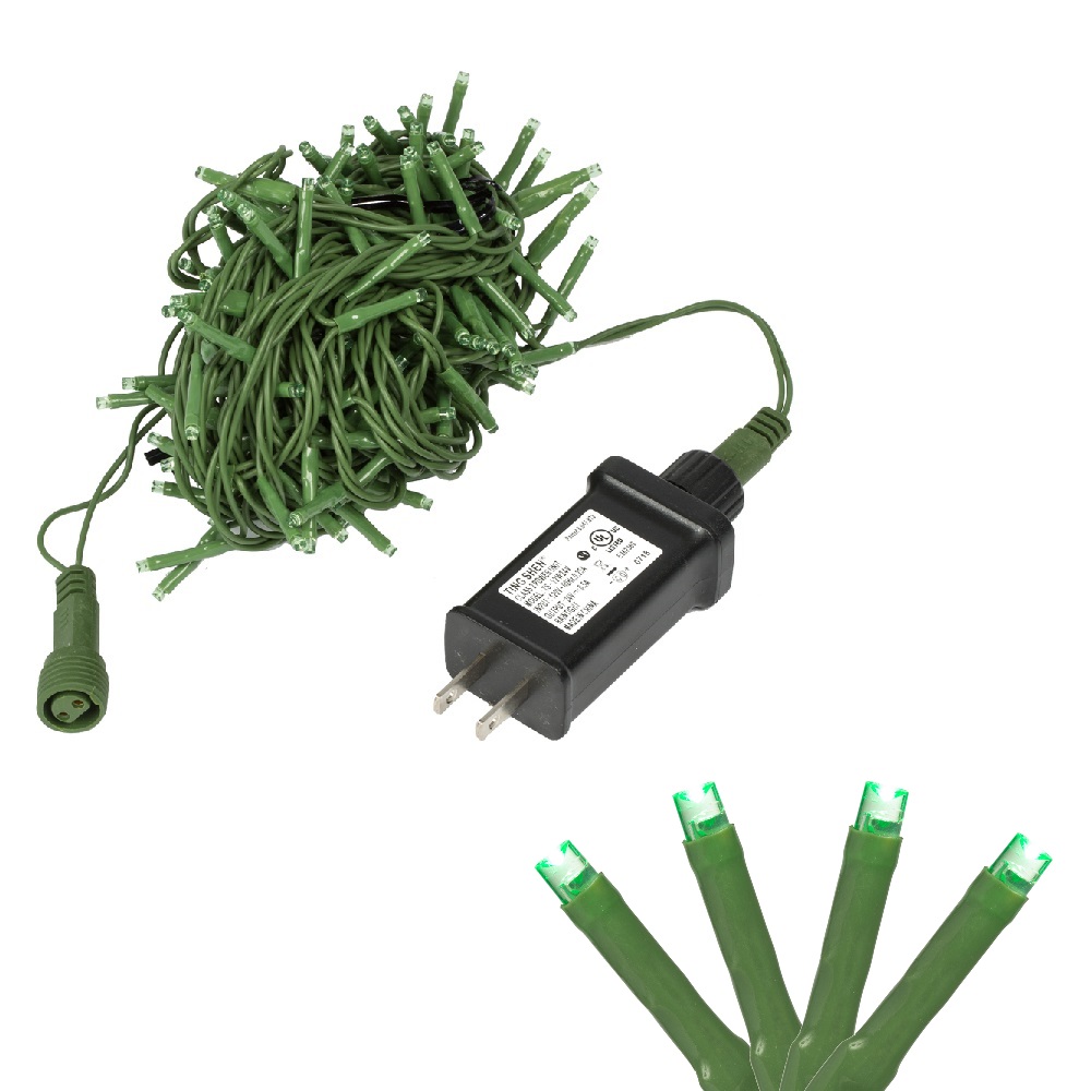 Christmastopia.com 144 LED 2mm Wide Angle Polka Dot Green Cluster Light Set Green Wire