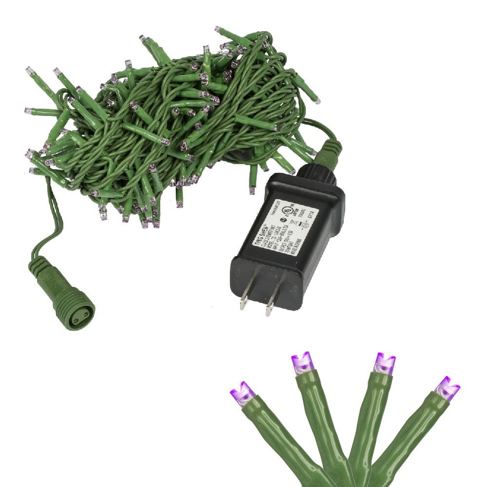 144 LED 2mm Wide Angle Polka Dot Purple Cluster Light Set Green Wire