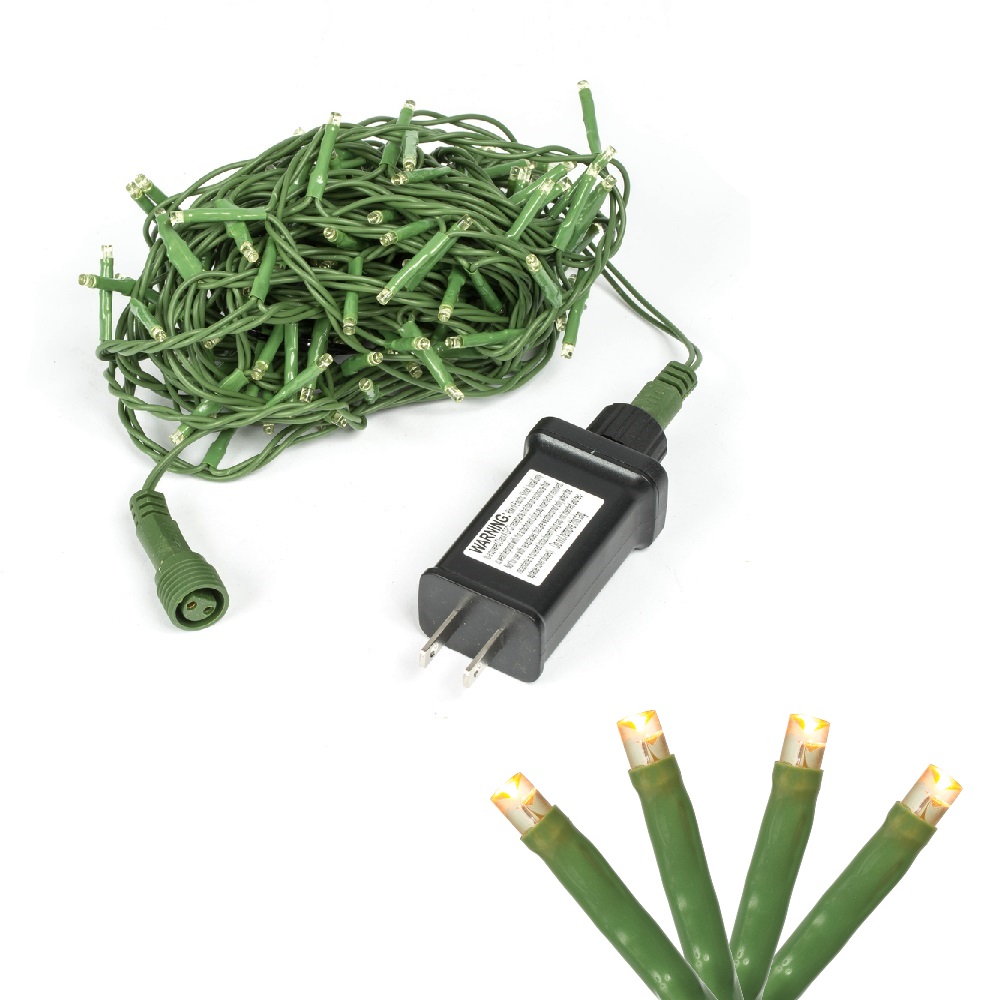 144 LED 2mm Wide Angle Polka Dot Yellow Cluster Light Set Green Wire