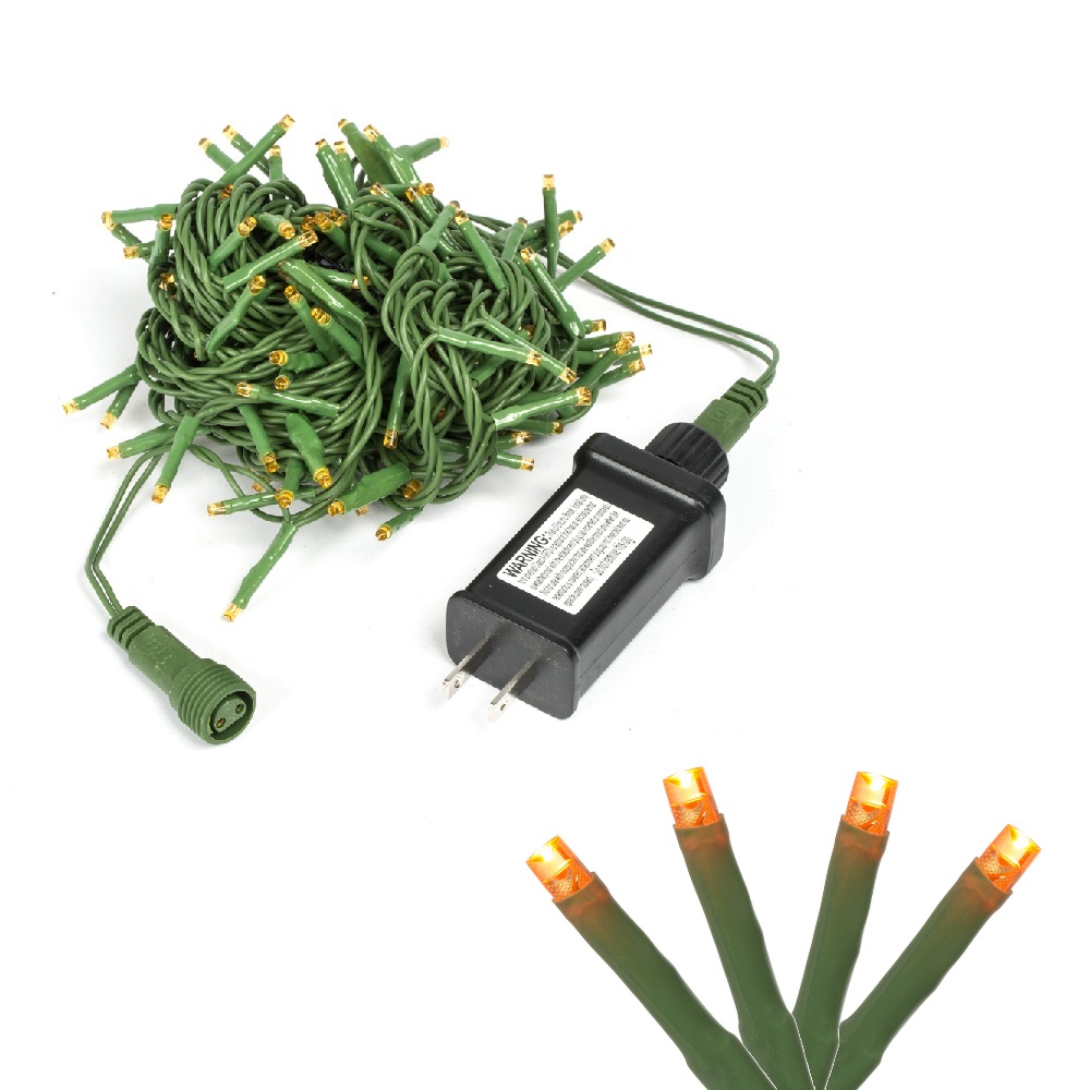 144 LED 2mm Wide Angle Polka Dot Orange Cluster Light Set Green Wire