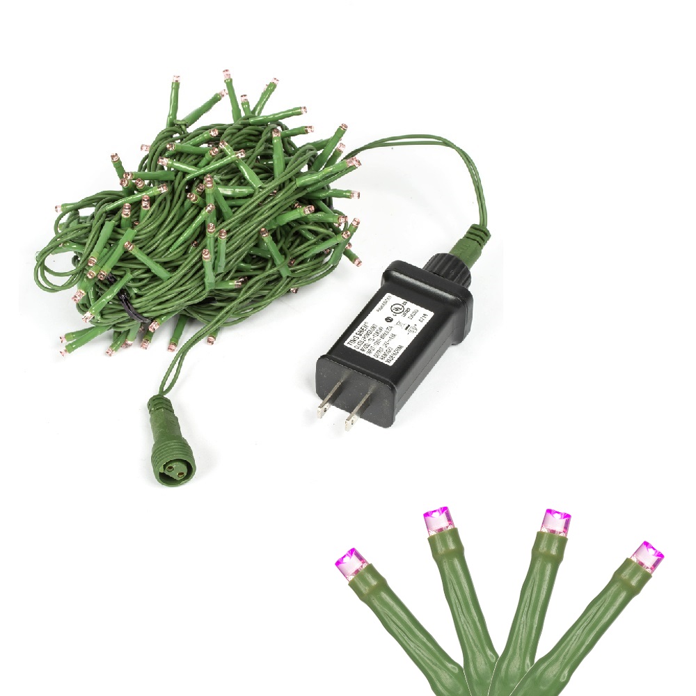 Christmastopia.com 144 LED 2mm Wide Angle Polka Dot Pink Cluster Light Set Green Wire