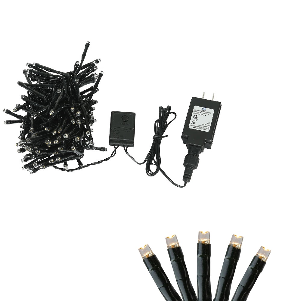 Christmastopia.com 144 Light Warm White 2 Function Black Wire Spider Light Set