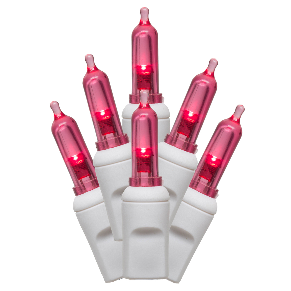 Christmastopia.com 50 Commercial Grade LED Italian M5 Smooth Magenta Valentines Day Mini Light Set White Wire