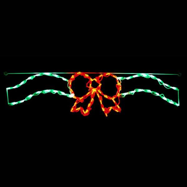 Bow Ribbon Linkable Red And Green Color LED Lighted Outdoor Christmas Decoration Set Of 12