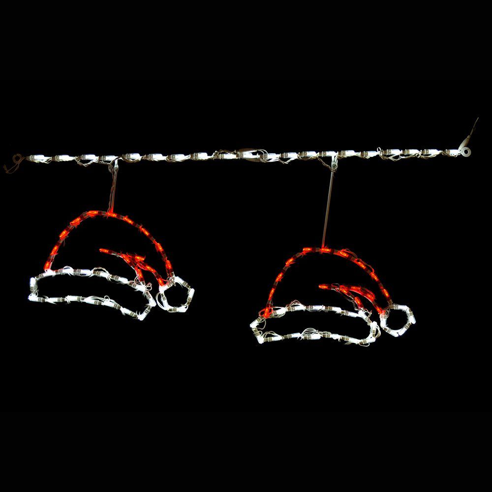 Santa Hat Freestyle Linkable LED Lighted Outdoor Christmas Decoration Set Of 12