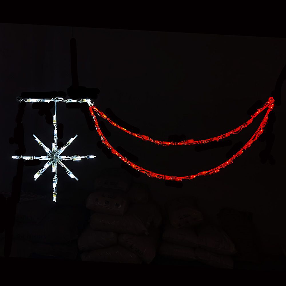 Snowflake And Swag Linkable Red And White LED Lighted Christmas Decoration Set Of 12