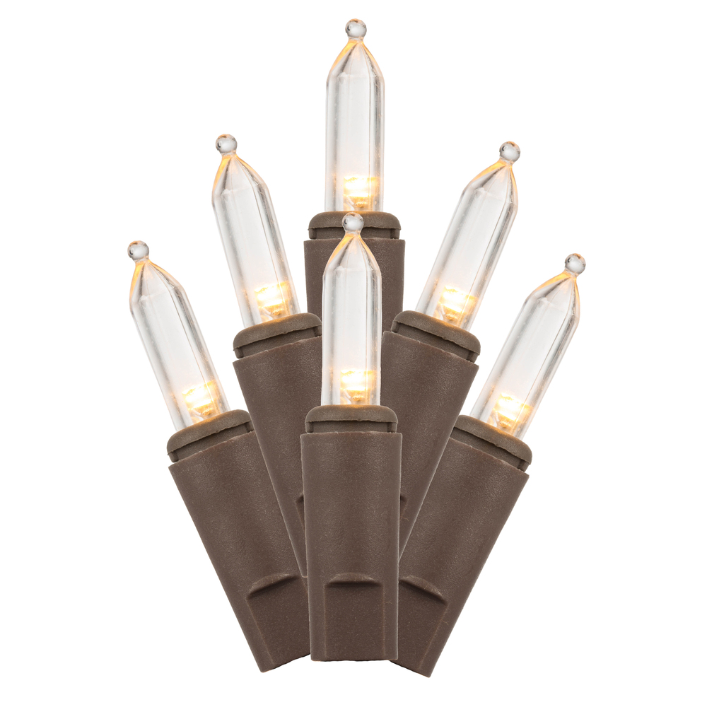 Christmastopia.com 50 Commercial Grade DuraLit LED M5 Italian Warm White Mini Christmas Light Set Brown Wire