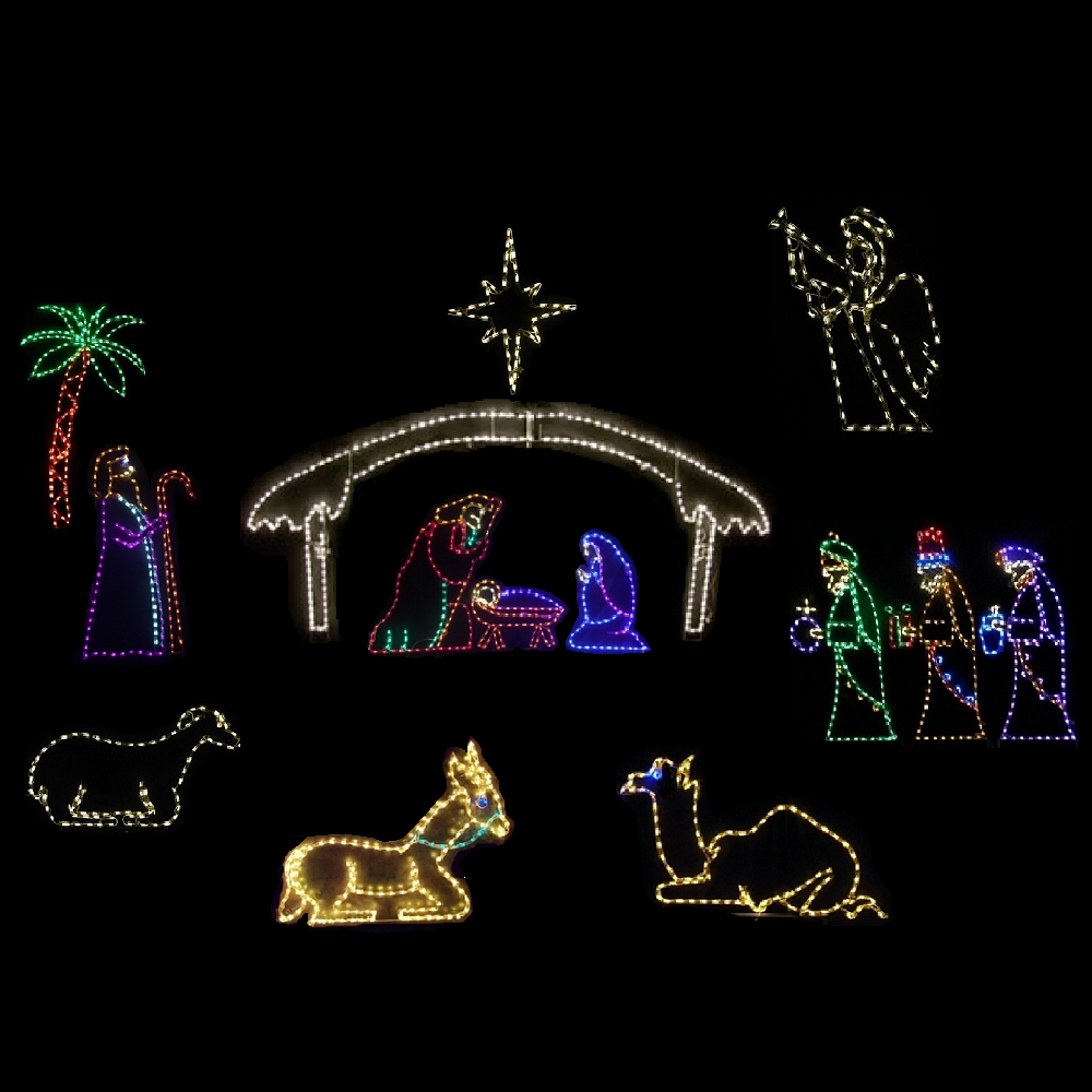 Nativity with Holy Family LED Lighted Outdoor Commercial Complete Christmas Scene