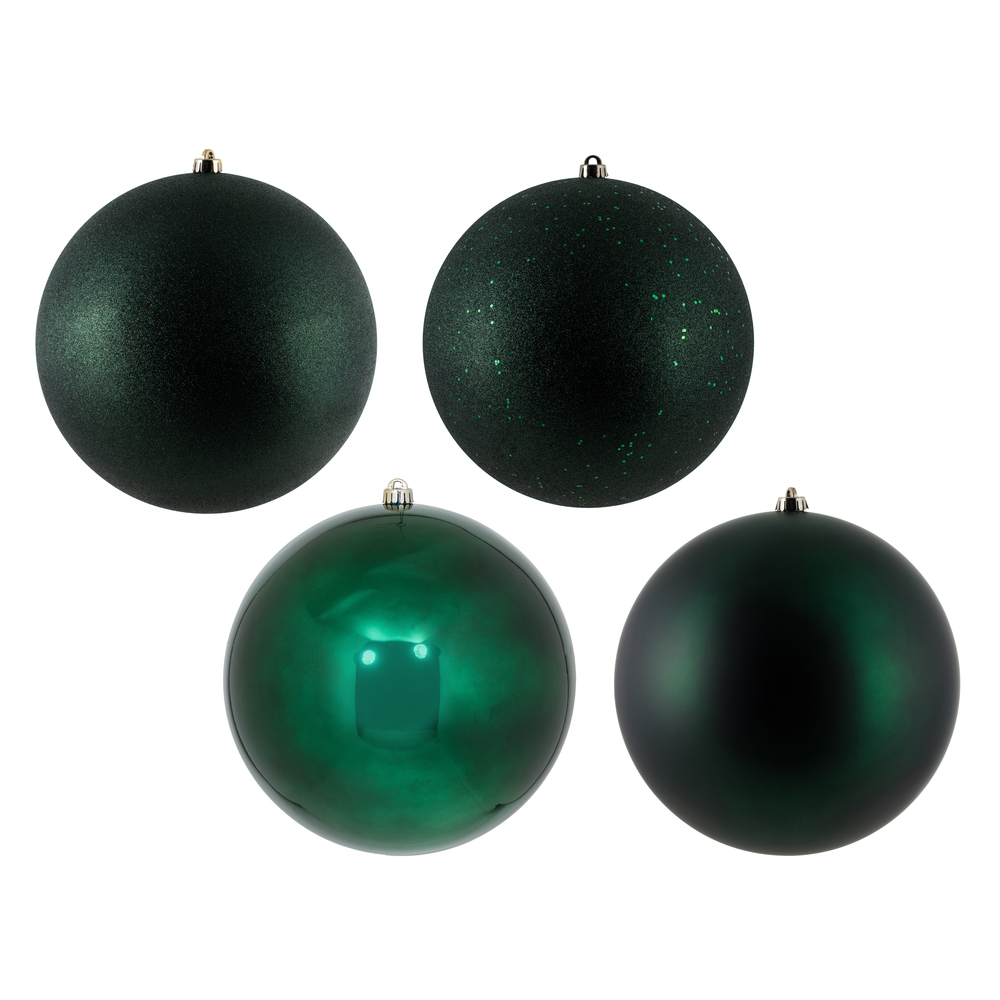 Christmastopia.com 12 Inch Midnight Green Round Christmas Ball Ornament Shatterproof Set of 4 Assorted Finishes