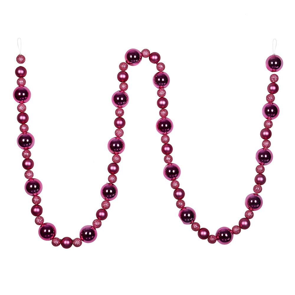 9 Foot Mauve Ball Ornament Garland Shatterproof Assorted Finishes