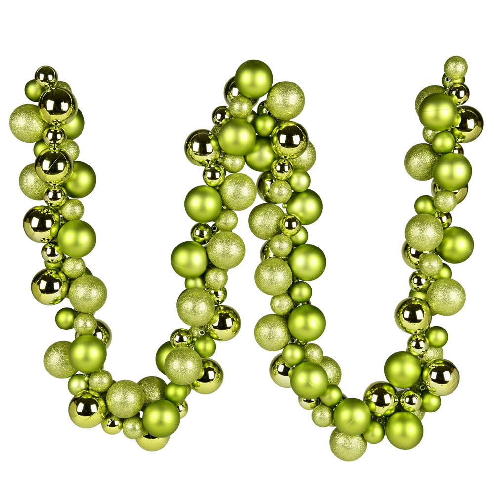 Christmastopia.com 6 Foot Lime Ball Ornament Garland Shatterproof Assorted Finishes