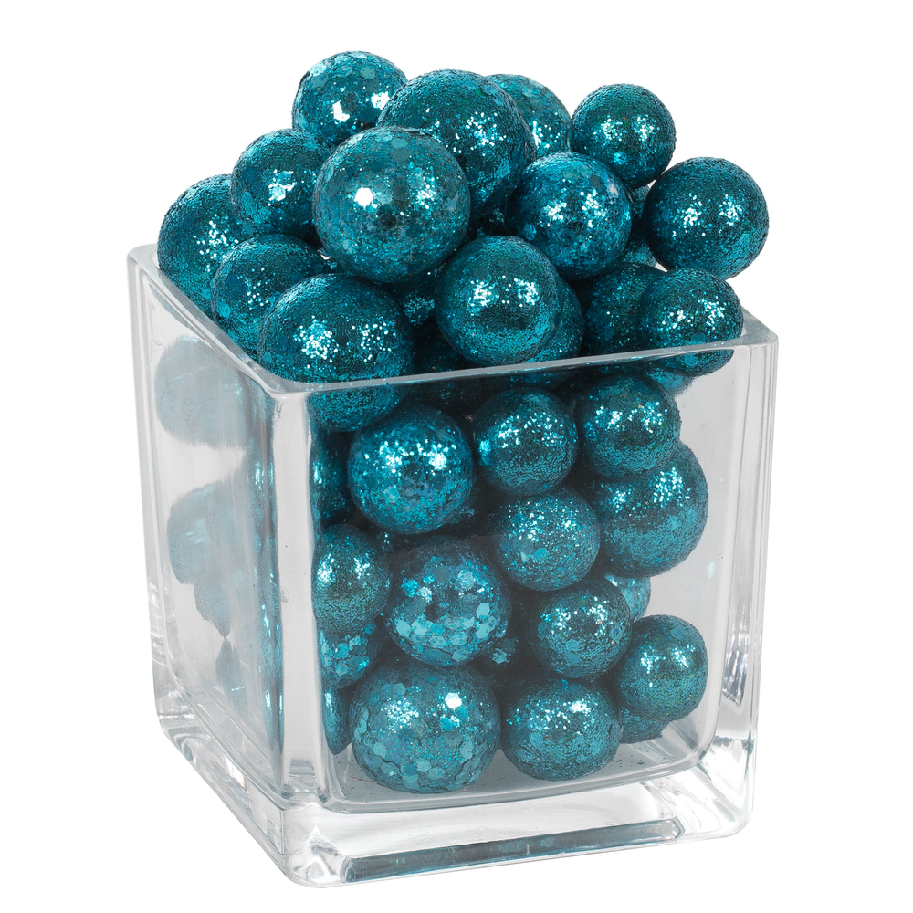 Turquoise Glitter Sequin Styrofoam Ball Assorted Sizes
