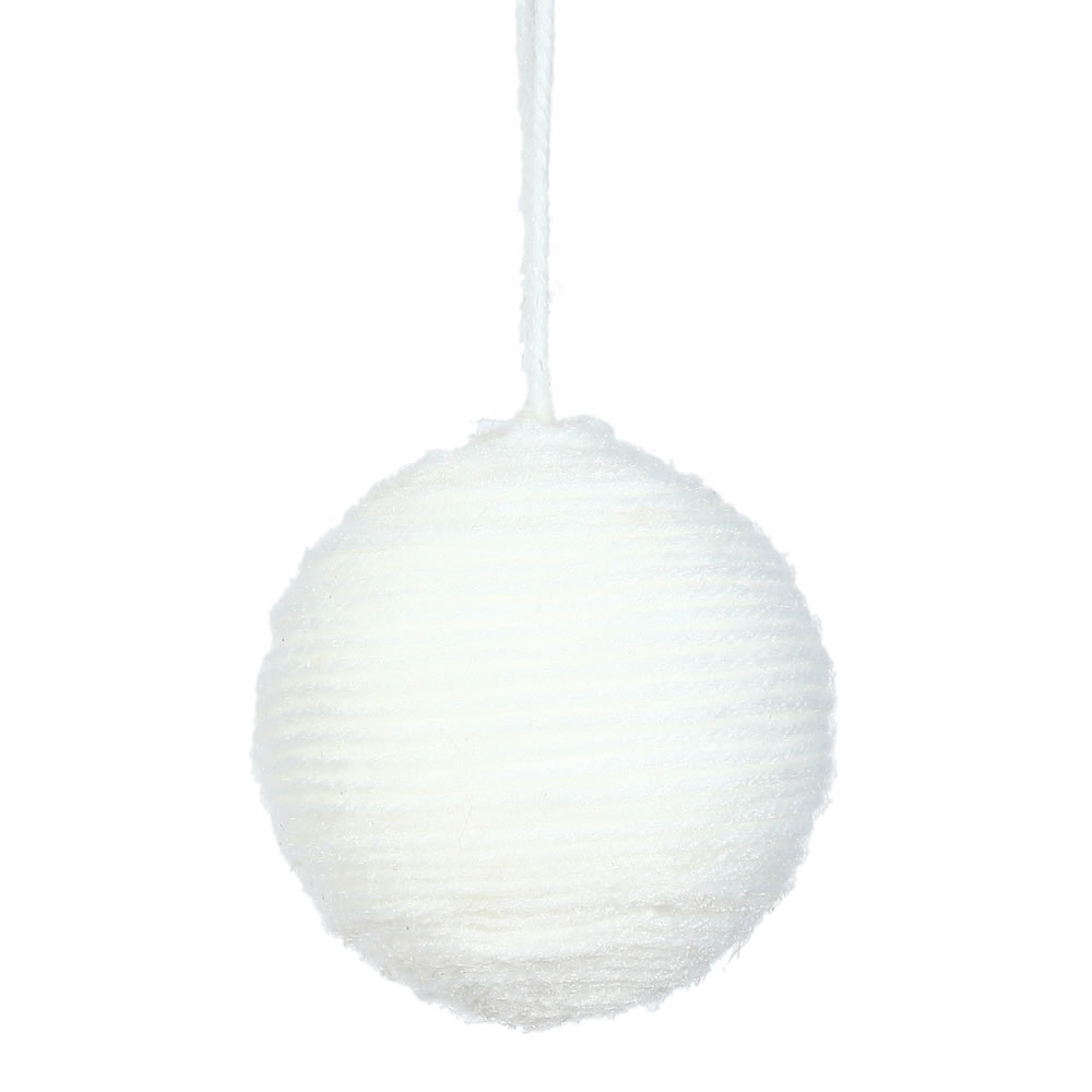 2.4 Inch White Yarn Round Christmas Ball Ornament