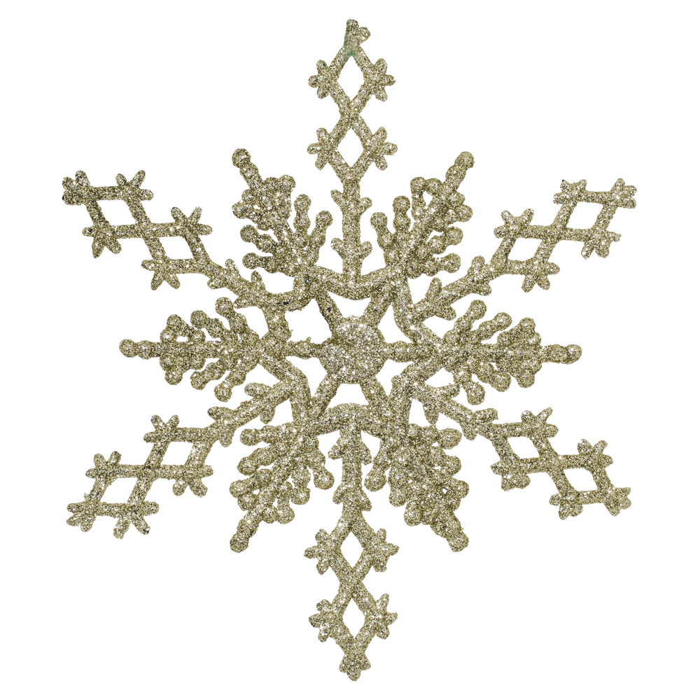 6.25 Inch Champagne Glitter Snowflake Christmas Ornament