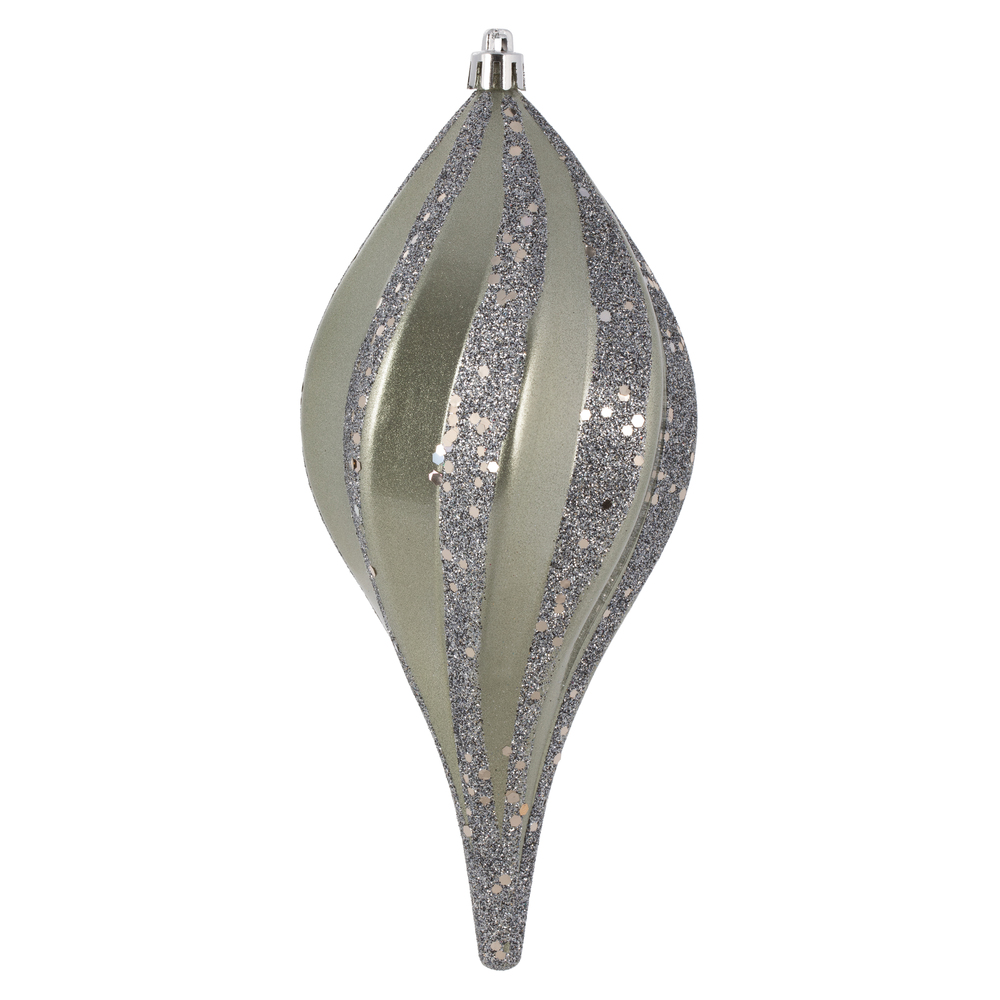 8 Inch Limestone Candy Glitter Swirl Drop Christmas Ornament