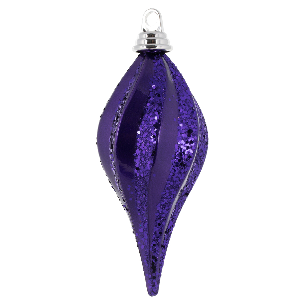 Christmastopia.com 8 Inch Plum Candy Glitter Swirl Drop Mardi Gras Ornament