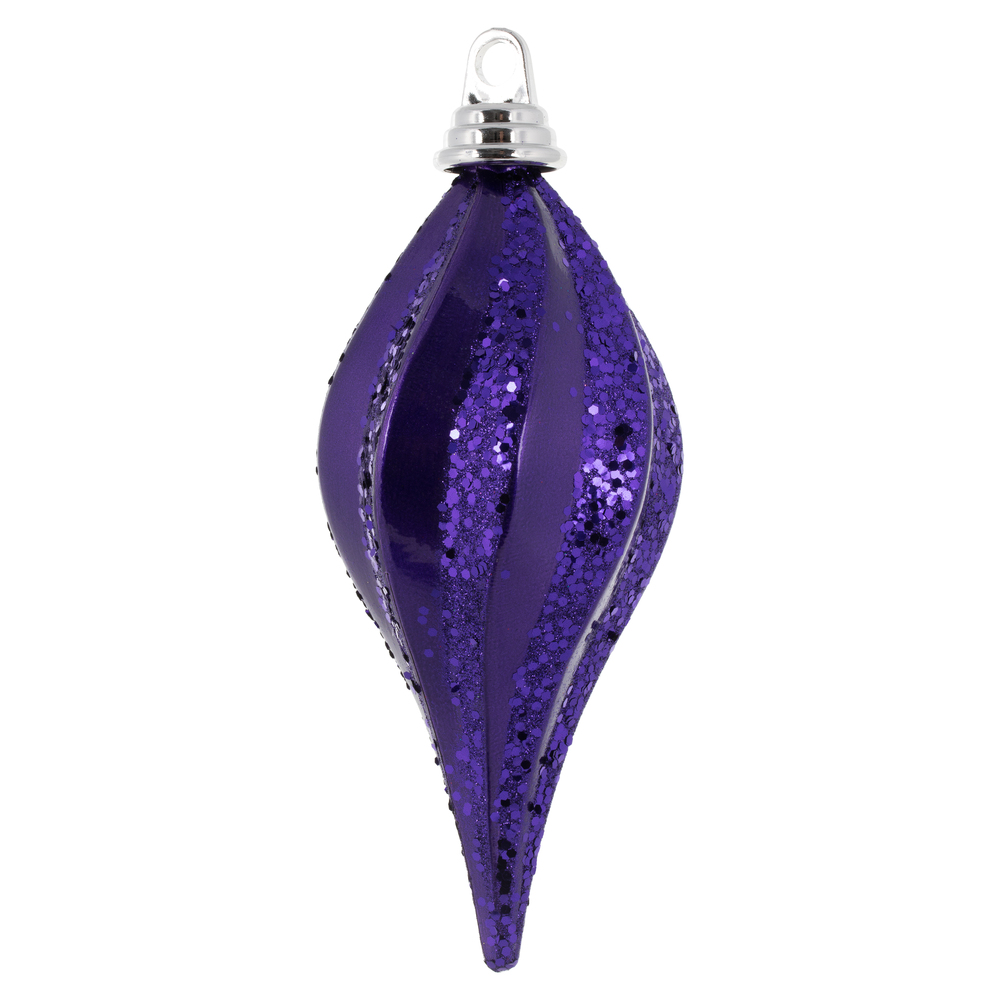 8 Inch Plum Candy Glitter Swirl Drop Mardi Gras Ornament