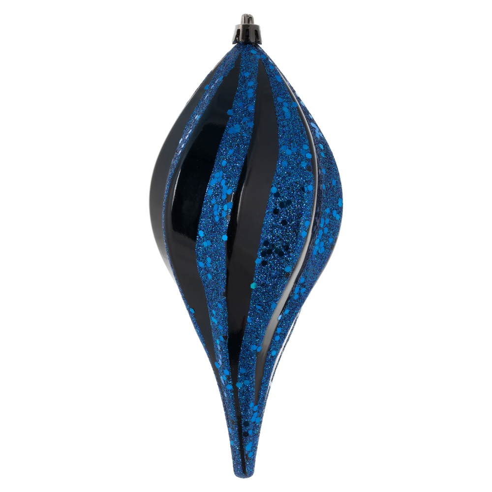 8 Inch Midnight Blue Candy Glitter Swirl Drop Christmas Ornament