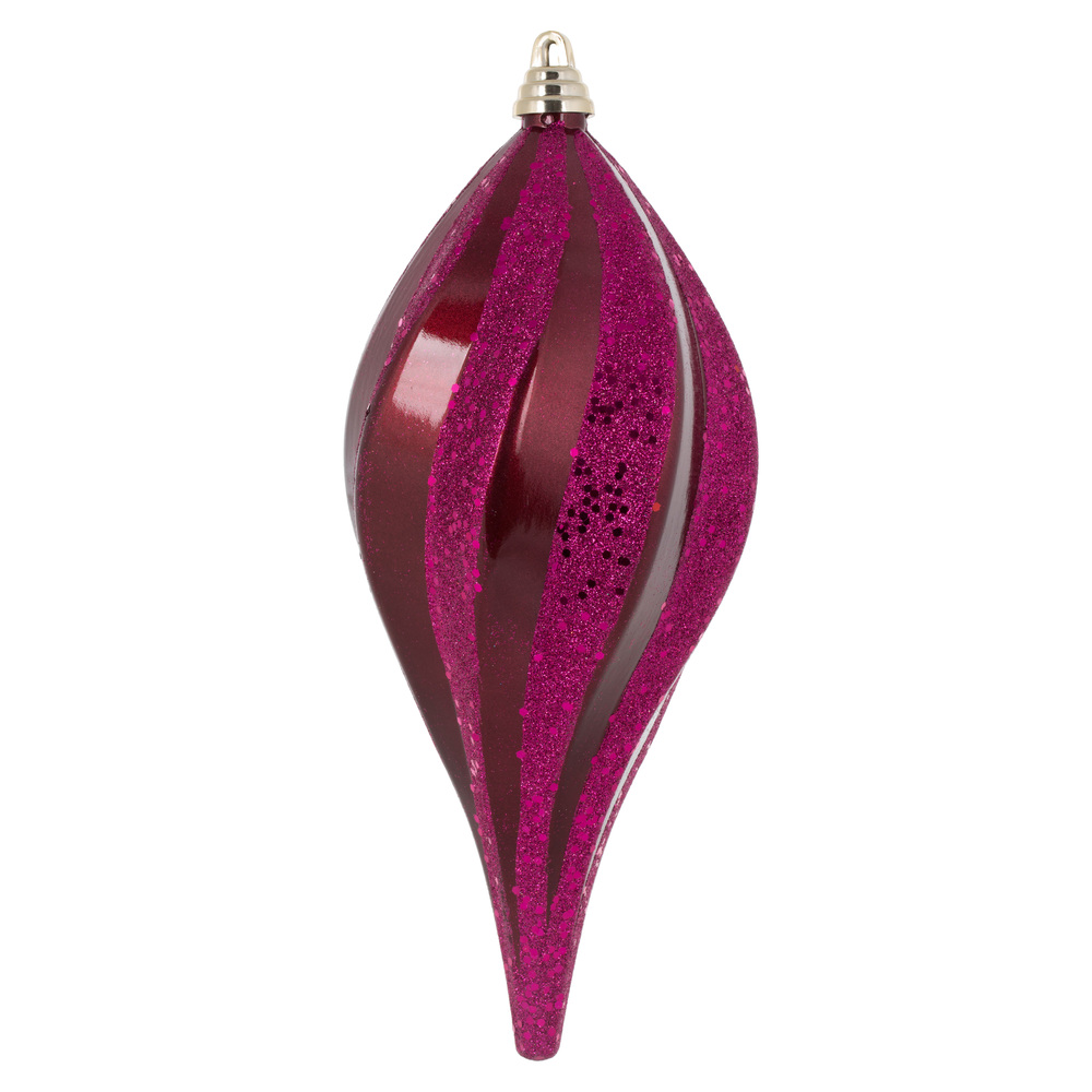 12 Inch Berry Red Candy Glitter Swirl Drop Christmas Ornament