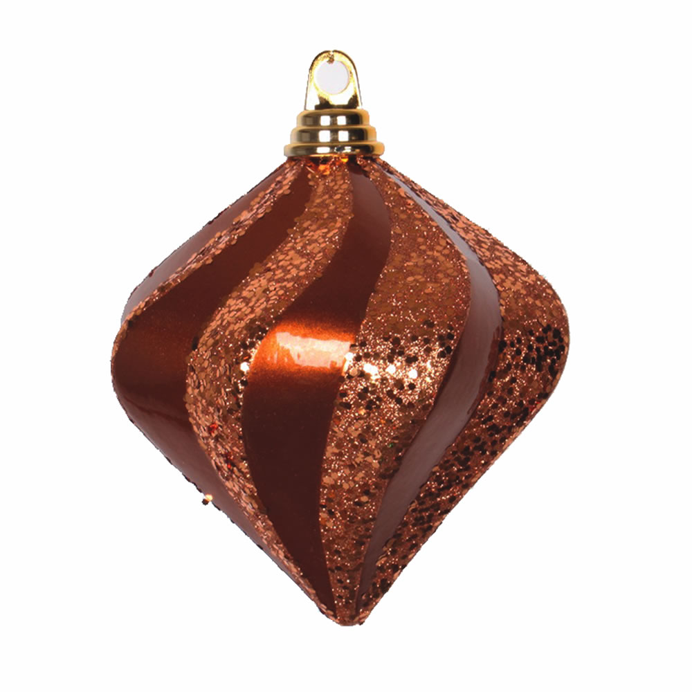 6 Inch Copper Candy Glitter Swirl Diamond Christmas Ornament