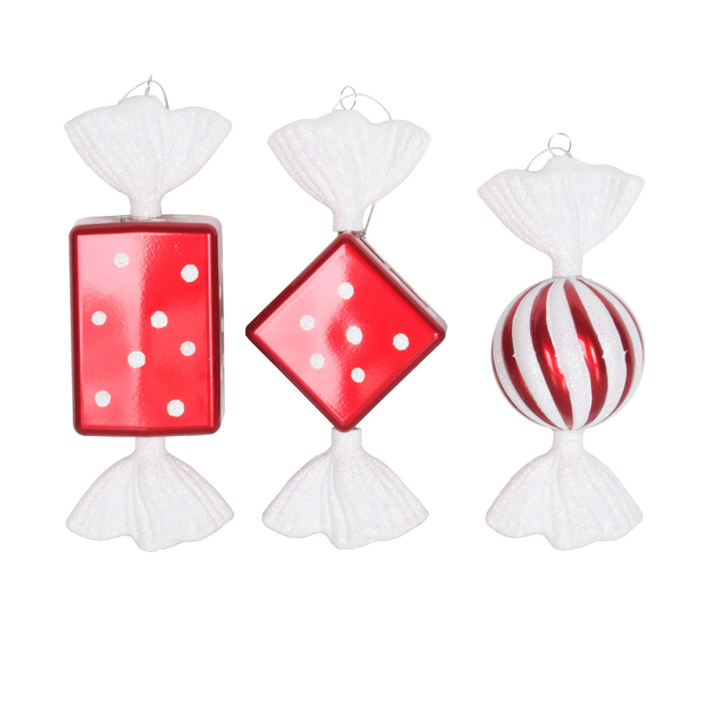 8 Inch Red Candy Glitter Christmas Ornaments