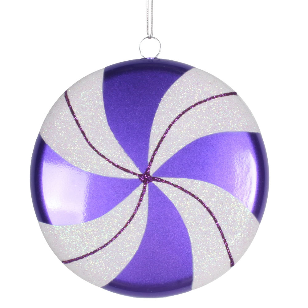 6 Inch Purple White Swirl Peppermint Candy Christmas Ornament