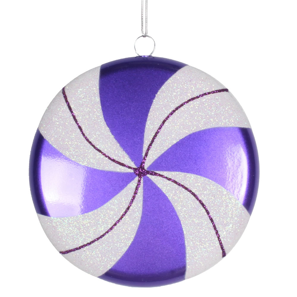Christmastopia.com 6 Inch Purple White Swirl Peppermint Candy Christmas Ornament