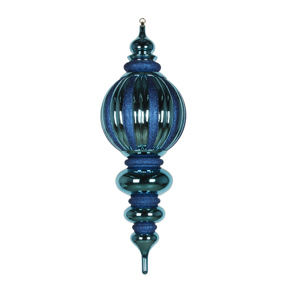 Christmastopia.com - 35 Inch Sea Blue Shiny Pumpkin Iridescent Glitter Finial Christmas Ornament Shatterproof