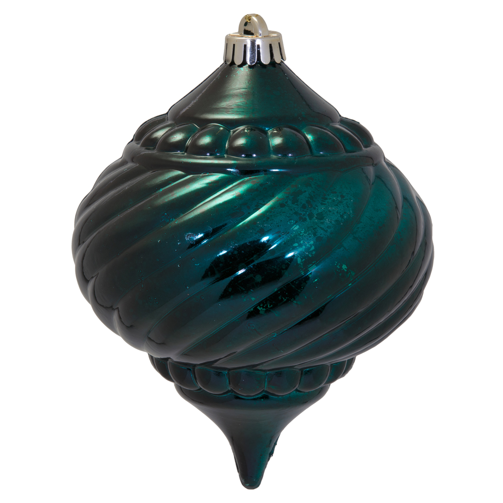 8 Inch Sea Blue Shiny Mercury Christmas Onion Spiral Ornament Shatterproof