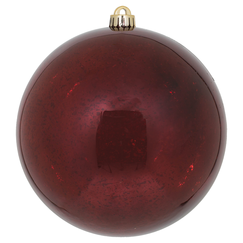 8 Inch Burgundy Shiny Mercury Christmas Ball Ornament Shatterproof