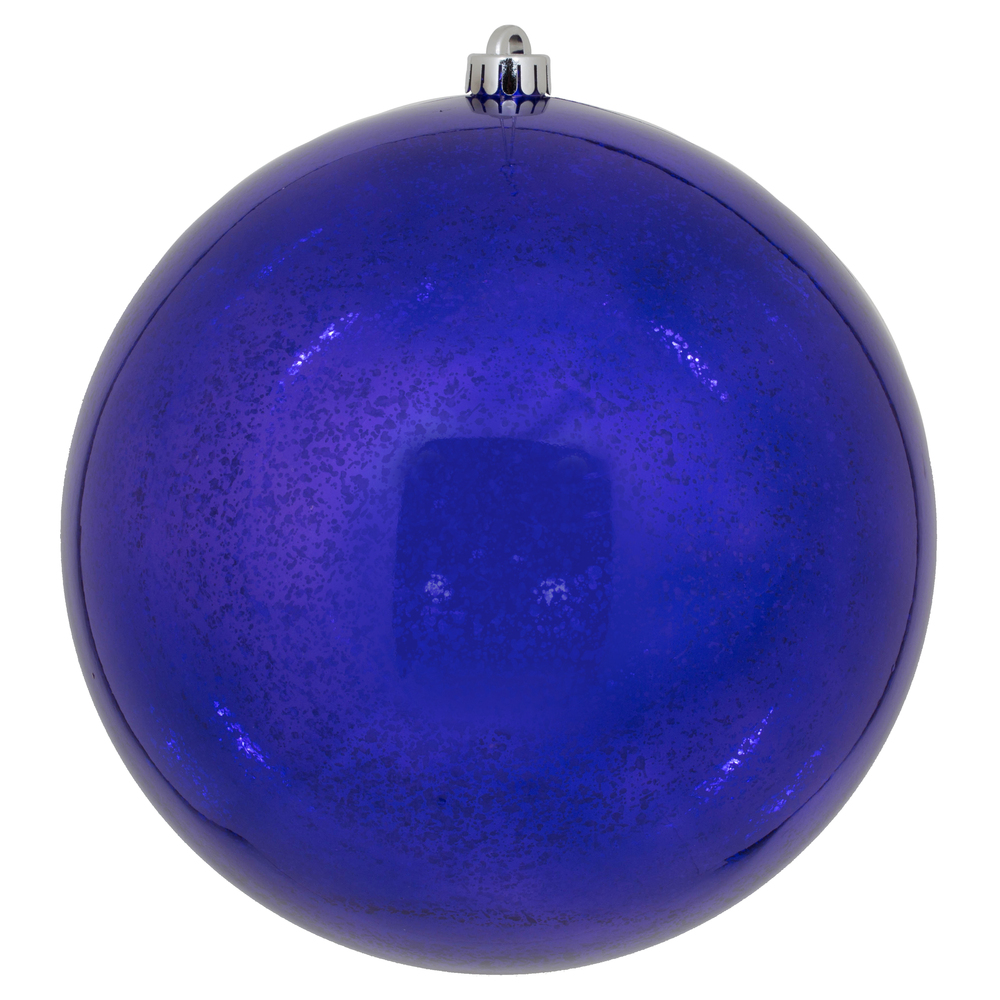 10 Inch Purple Shiny Mercury Round Mardi Gras Ball Ornament Shatterproof