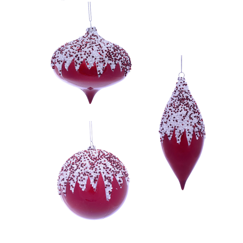 Christmastopia.com Red Beaded Christmas Ornament Assortment Shatterproof