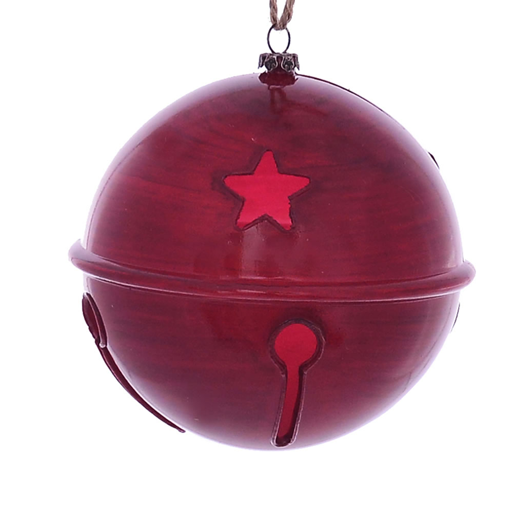 4.75 Inch Red Wood Grain Bell Christmas Ornament