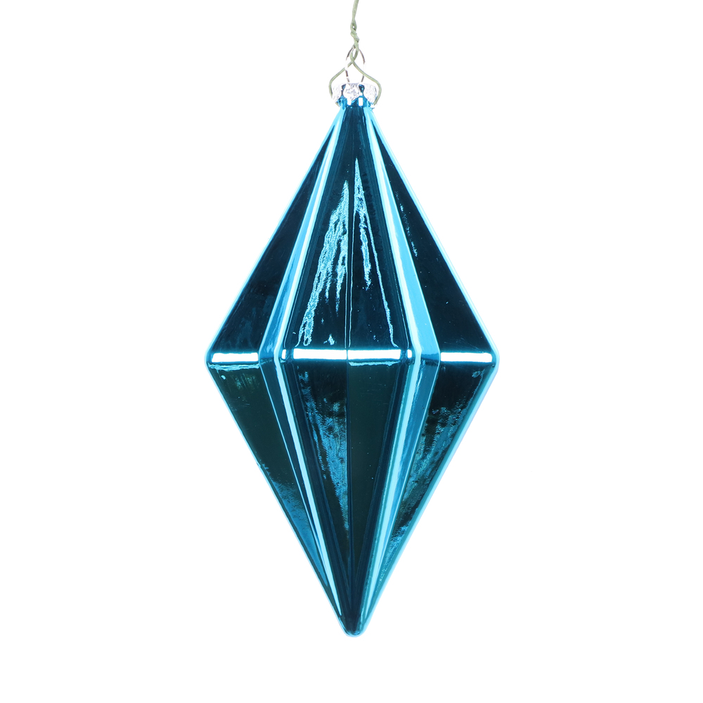 Christmastopia.com 5.5 Inch Turquoise Shiny Rhombus Christmas Finial Ornament Shatterproof