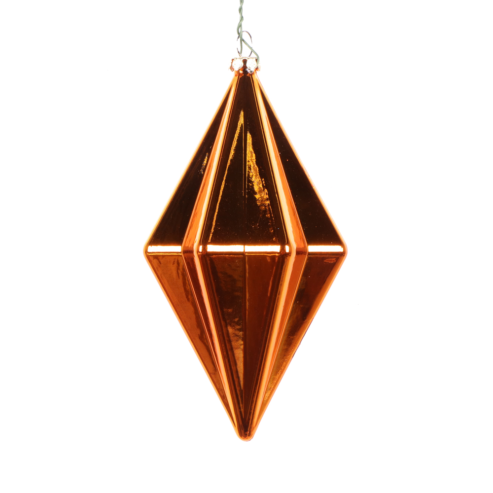 Christmastopia.com 5.5 Inch Burnished Orange Shiny Rhombus Christmas Finial Ornament Shatterproof