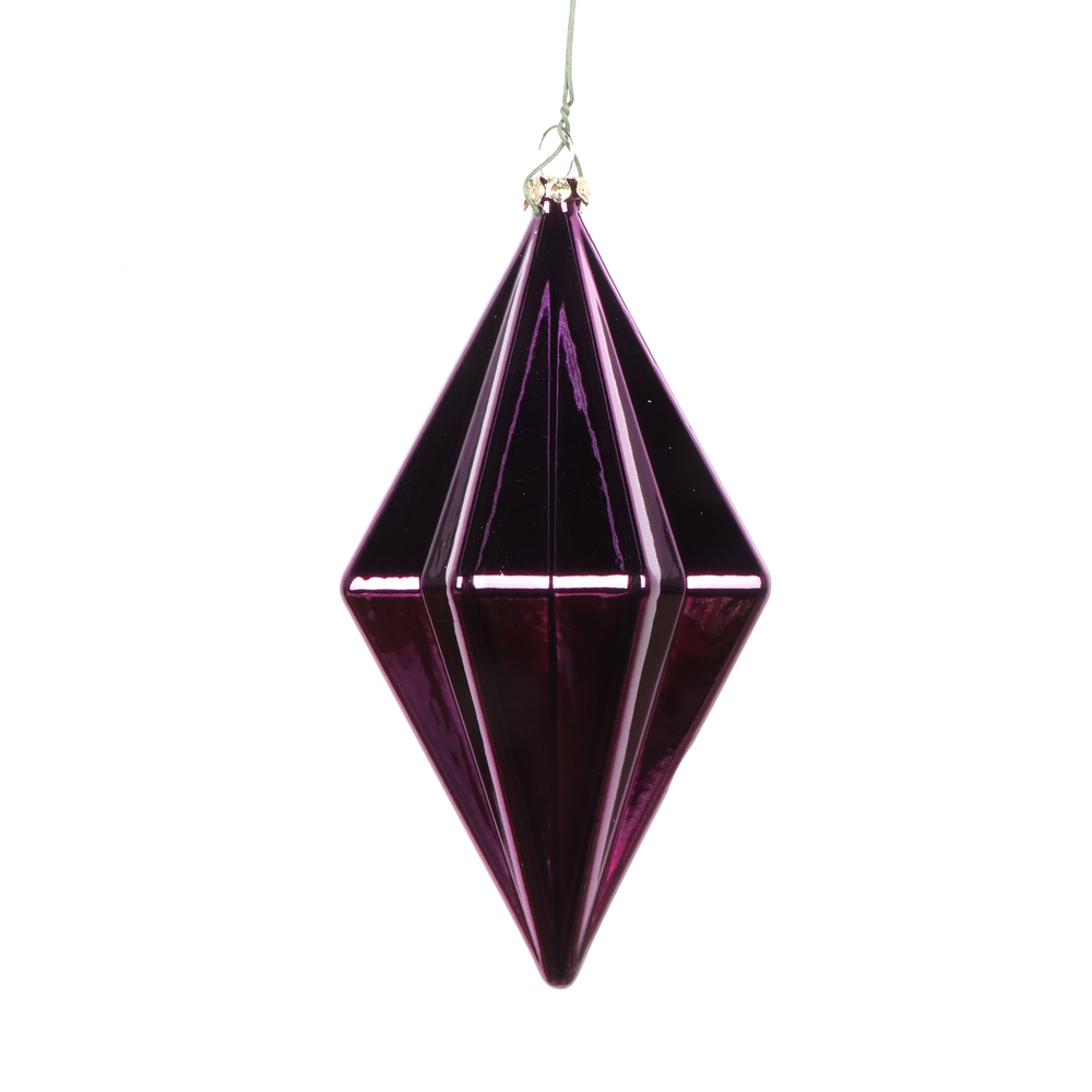 Christmastopia.com 5.5 Inch Plum Shiny Rhombus Christmas Finial Ornament Shatterproof