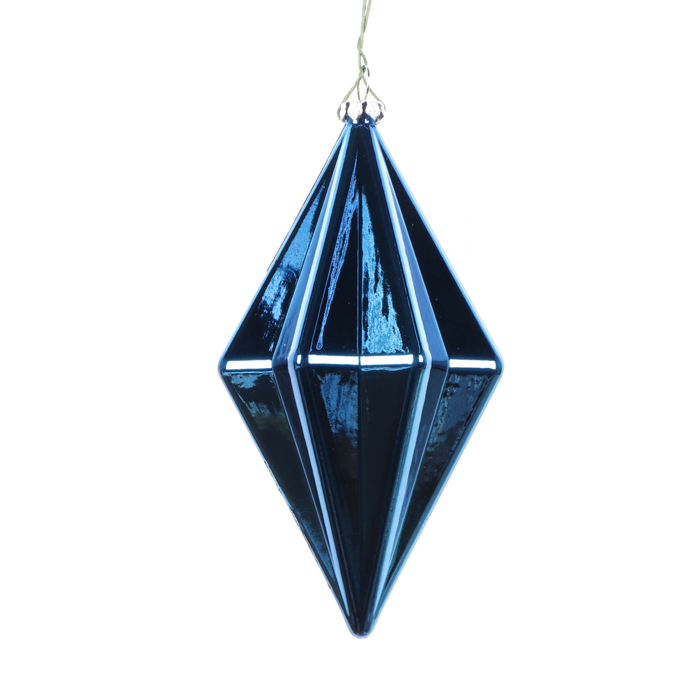 5.5 Inch Midnight Blue Shiny Rhombus Christmas Finial Ornament Shatterproof
