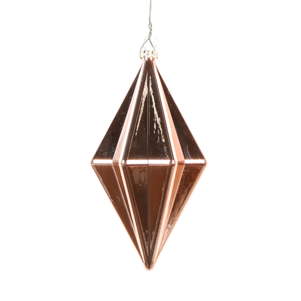 Christmastopia.com 5.5 Inch Rose Gold Shiny Rhombus Christmas Finial Ornament Shatterproof