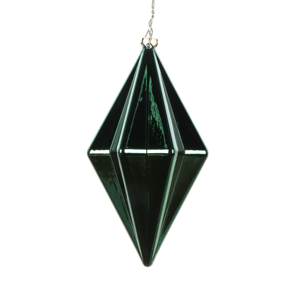 Christmastopia.com 5.5 Inch Midnight Green Shiny Rhombus Christmas Finial Ornament Shatterproof