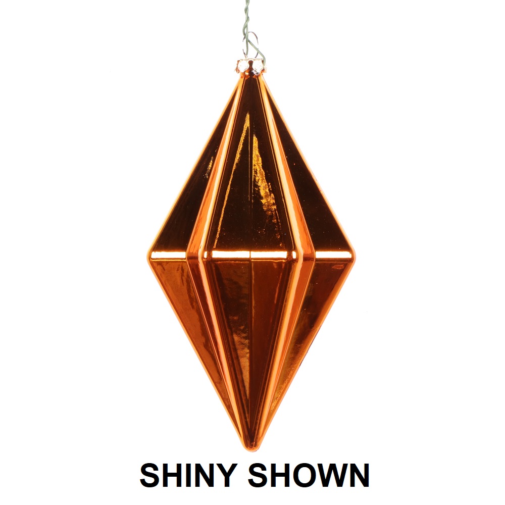 5.5 Inch Burnished Orange Matte Rhombus Christmas Finial Ornament Shatterproof