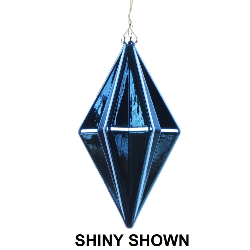 5.5 Inch Midnight Blue Matte Rhombus Christmas Finial Ornament Shatterproof