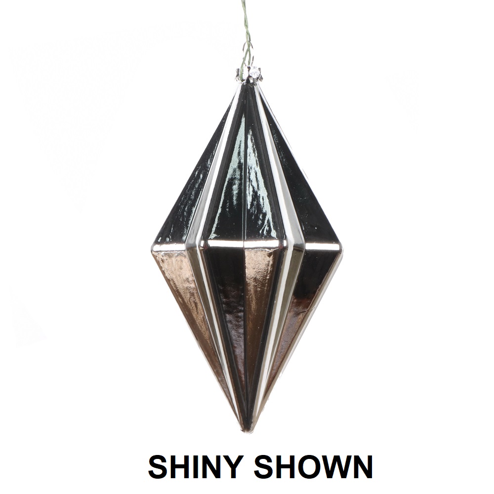 Christmastopia.com 5.5 Inch Pewter Matte Rhombus Christmas Finial Ornament Shatterproof