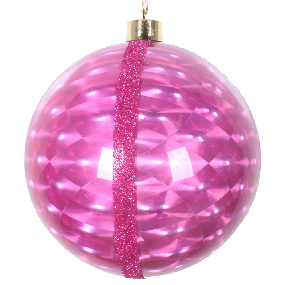 Christmastopia.com 6 Inch Cerise Pink Glitter Reflector Round Christmas Ball Ornament