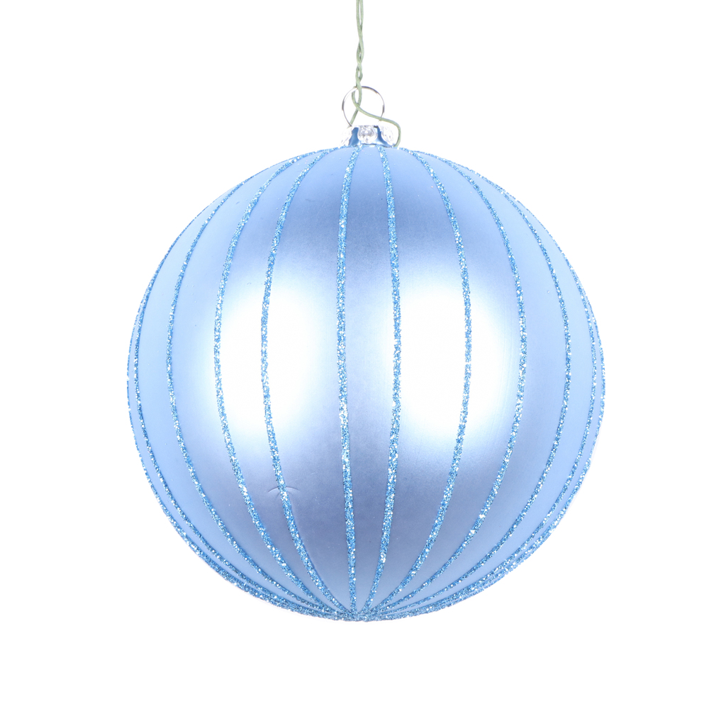 Christmastopia.com 4 Inch Periwinkle Matte Glitter Round Christmas Ball Ornament Shatterproof