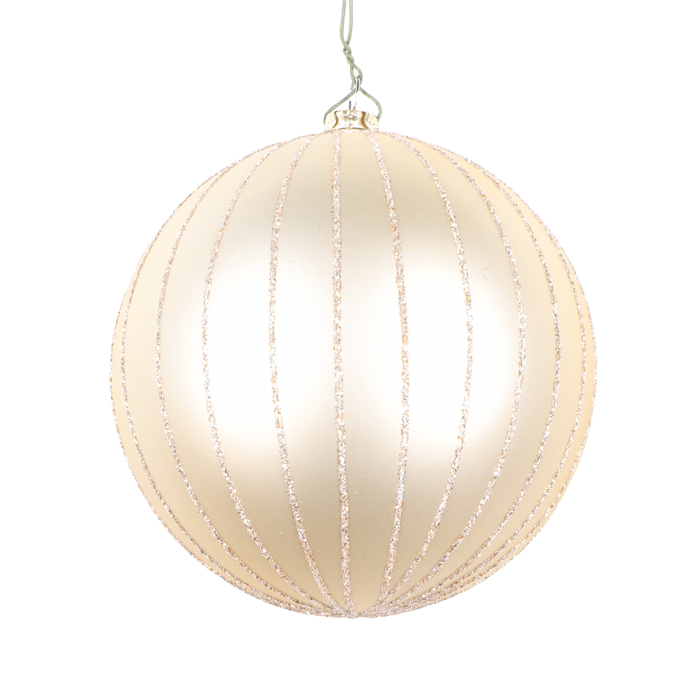 Christmastopia.com 4 Inch Champagne Matte Glitter Round Christmas Ball Ornament Shatterproof