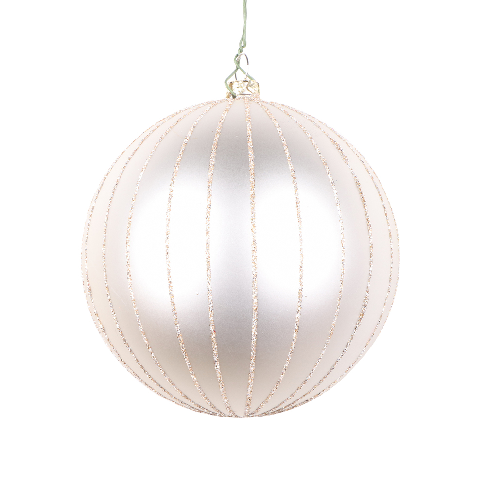 Christmastopia.com 4 Inch Oat Matte Glitter Round Christmas Ball Ornament Shatterproof