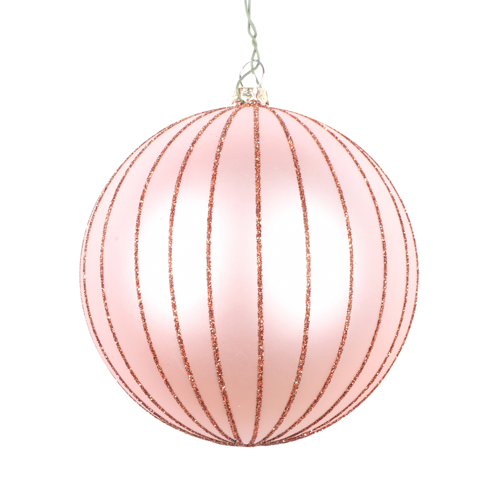 Christmastopia.com 4 Inch Rose Gold Matte Glitter Round Christmas Ball Ornament Shatterproof